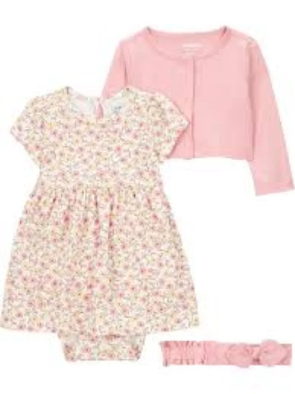Carter's Child of Mine Baby Girl Pink Cardigan and Dress Set Size 6-9 Months